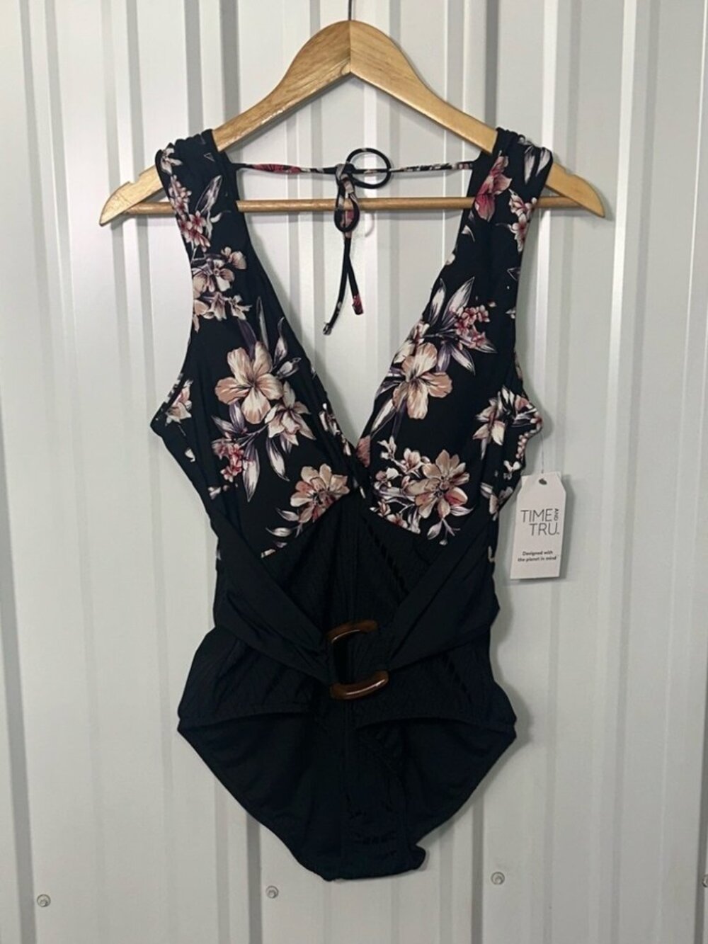 Time and Tru cheeky high leg one piece swimsuit NWT